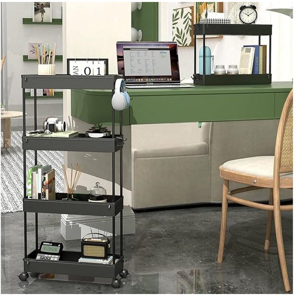 SPACEKEEPER Servierwagen 4-stöckiger schmaler Rollwagen, Badorganizer, Küchenorganizer, (1 St), Mobiler Aufbewahrungswagen für enge Nischen, Küche & Wäscherei
