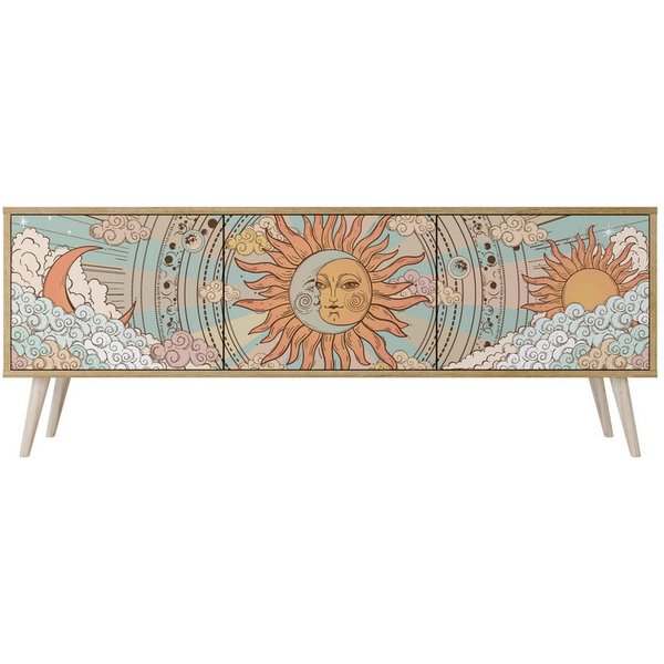 SPACEREBELS TV-Schrank mit Türen, Fernsehtisch, Sideboard, Board mit Stauraum, Tisch mit Beinen Lowboards 161 cm Fernsehschrank