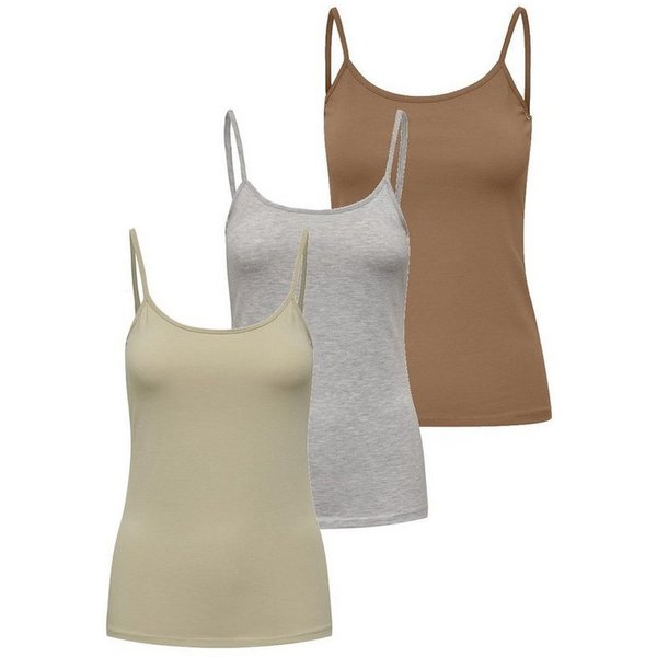 ONLY Spaghettitop Only Damen 3er-Pack Basic Spaghetti-Träger Top