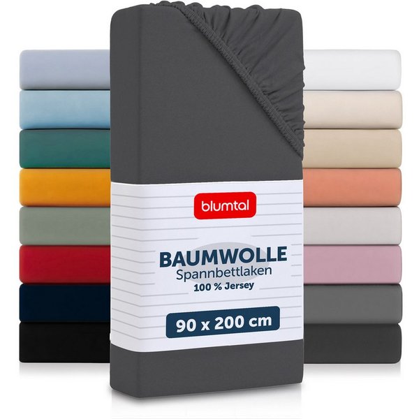 Blumtal Spannbettlaken Blumtal Basics 100% Baumwolle - Jersey, Baumwolle, Gummizug: Rundum, (1 Stück), Jersey Bettlaken - atmungsaktiv, strapazierfähig und falt