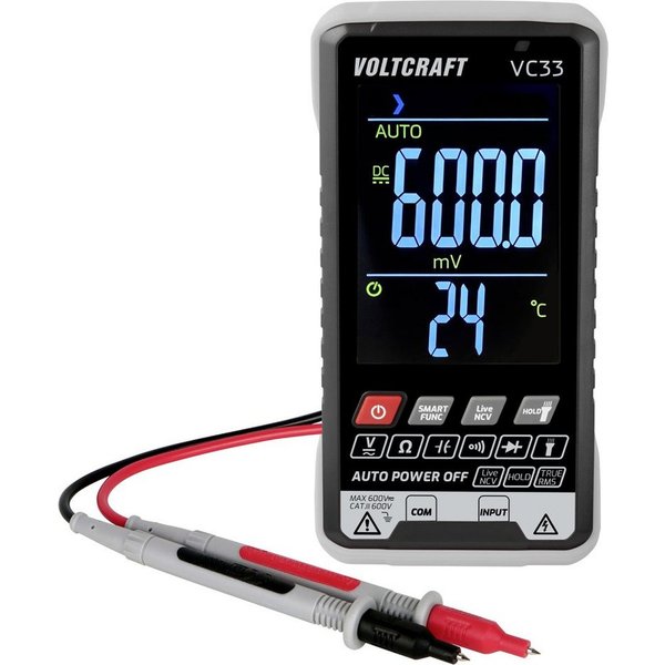 VOLTCRAFT Spannungsprüfer VOLTCRAFT VC33 Hand-Multimeter digital CAT III 600 V Anzeige (Counts, (VC33)