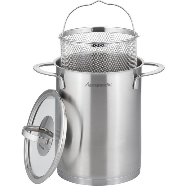 Hanseatic Spargeltopf hanseatic, Ø 16 x H 21,0 cm, Inhalt ca. 4,2 Ltr., Edelstahl 18/10 (Set, 3-tlg), Spargel- und Spaghettitopf mit Einsatz und Literskala, ros