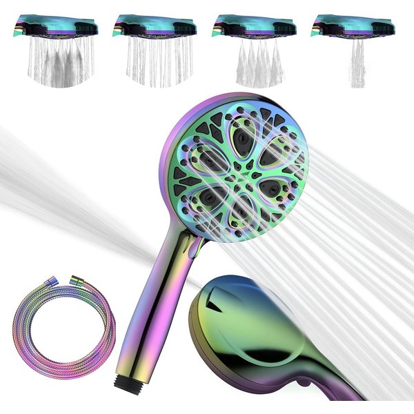 sparkpod Duschbrause Premium 10-Strahl Hochdruck Handbrause Duschkopf Edelstahlschlauch, (Premium Handbrause-Duschkopf-Set, 3-tlg., Enthält Duschkopf, Schlauch,