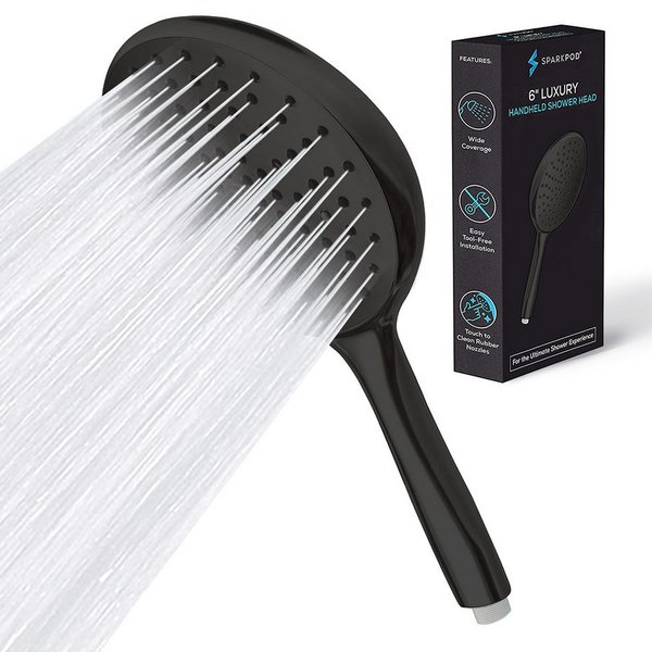 sparkpod Handbrause Handbrause XXL Regendusche Hochdruck Duschkopf Schwarz Matt, (Einzelartikel Handbrause XXL Regendusche Duschkopf Hochdruck, 3-tlg., 1 Handbr
