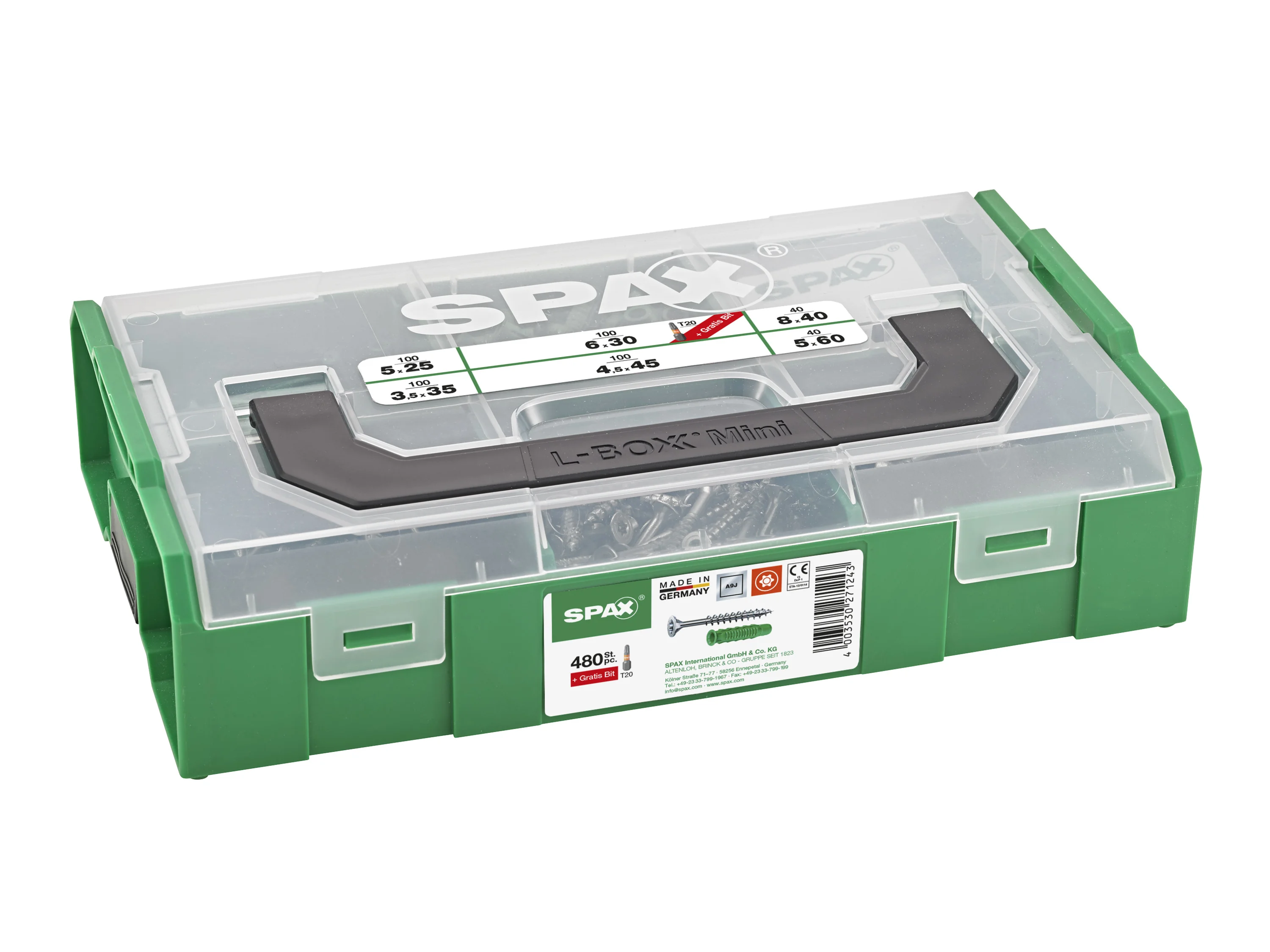 SPAX Dübel-Schrauben-Set »L-BOXX Mini«, 481-teilig mit 6 Abmessungen – Bild 2 von 4