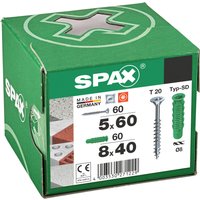 SPAX Dübel-Schrauben-Set »WIROX«, 120 Teile, Spreiz-Dübel Typ SD 8x40, Universalschrauben 5x60