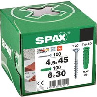 SPAX Dübel-Schrauben-Set »WIROX«, 200 Teile, Spreiz-Dübel Typ SD 6x30, Universalschrauben 4,5x45