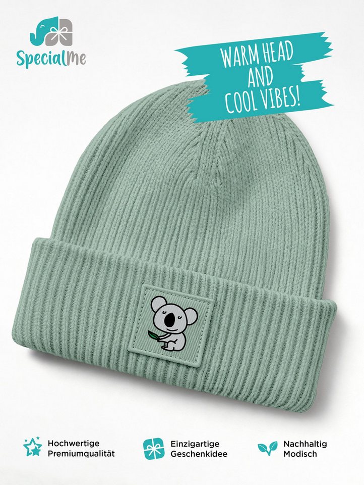 SpecialMe Beanie Kinder Beanie Mädchen Patch Koala Bär Aufdruck Wintermütze Tiermotive – Bild 3 von 5