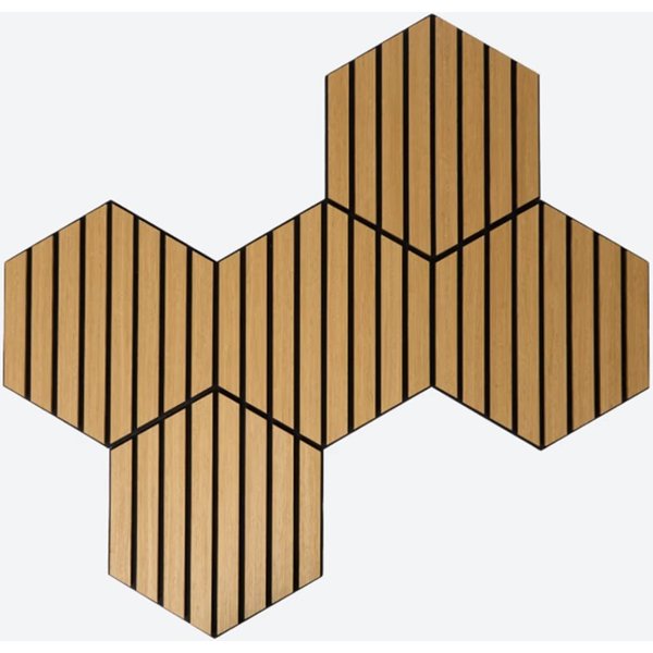 Spectrum Dekorpaneele Wandpaneel Hexagon 5 Stück Holz Sechseckig 26 x 30 cm, (5-tlg)