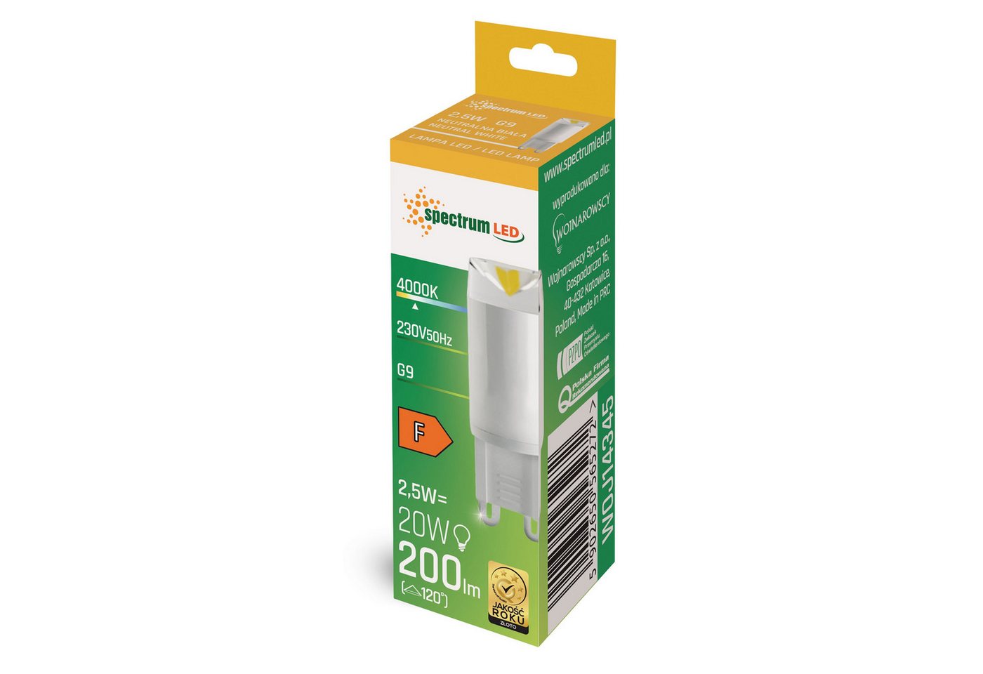 Spectrum LED-Leuchtmittel LED G9 2,5W=20W Stiftsockellampe 200lm 230V Keramik 100° Neutral 4000K, G9, Neutralweiß – Bild 2 von 2