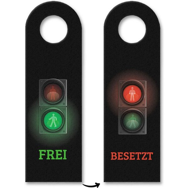 speecheese Dekohänger Frei oder Besetzt Türhänger mit Ampel Motiv in Schwarz Klo Toilette