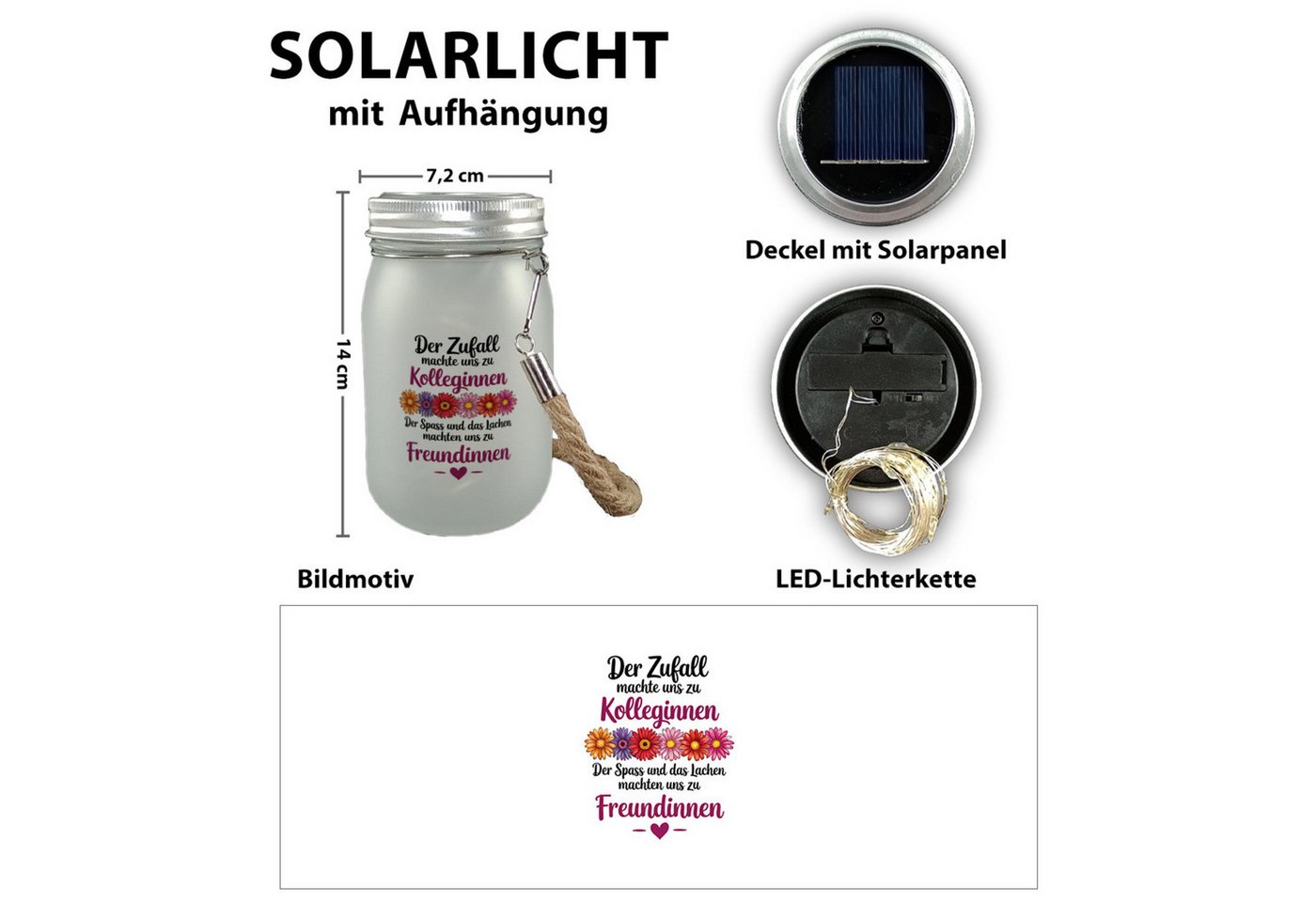 speecheese Dekolicht Beste Kollegin Solarlicht mit Spruch nicht nur Kolleginnen sondern – Bild 2 von 2