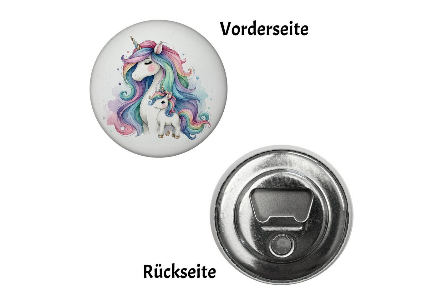 speecheese Magnet Einhorn-Mama mit Kind Magnet mit Flaschenöffner rund – Bild 2 von 2
