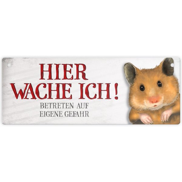 speecheese Metallschild Metallschild mit Hamster Motiv und Spruch: Betreten auf eigene Gefahr