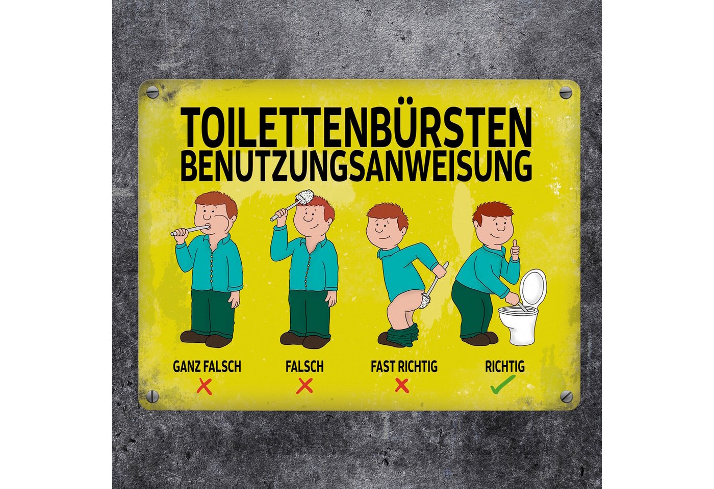 speecheese Metallschild Metallschild mit Spruch: Toilettenbürstenbenutzungsanweisung – Bild 2 von 2