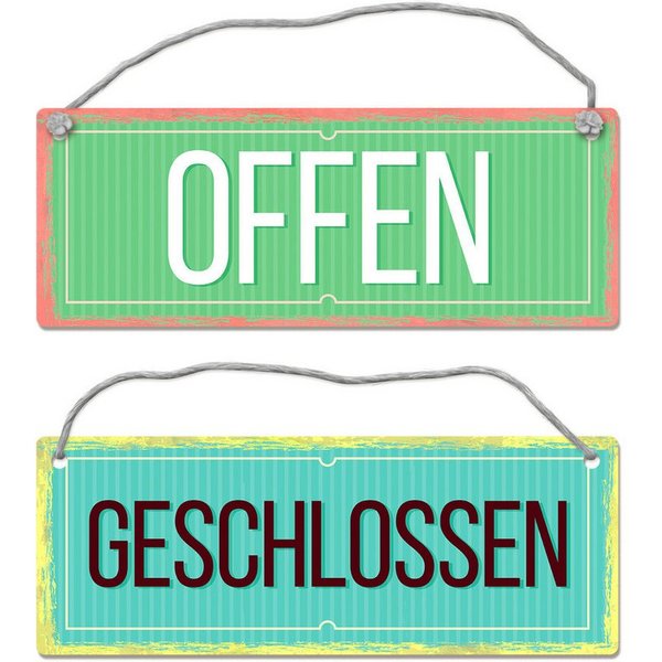 speecheese Metallschild Offen oder Geschlossen Wendeschild mit Kordel Schild Türschild