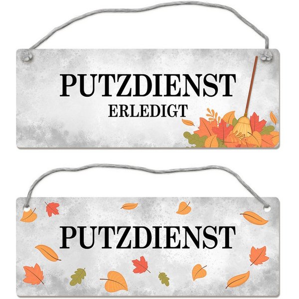 speecheese Metallschild Putzdienst oder erledigt Wendeschild mit Kordel Schild Türschild