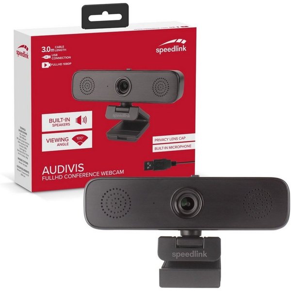 Speedlink AUDIVIS Videokonferenz Webcam Konferenz 100° Webcam (Für Video-Konferenz mit Mikrofon + Lautsprecher 1080p)