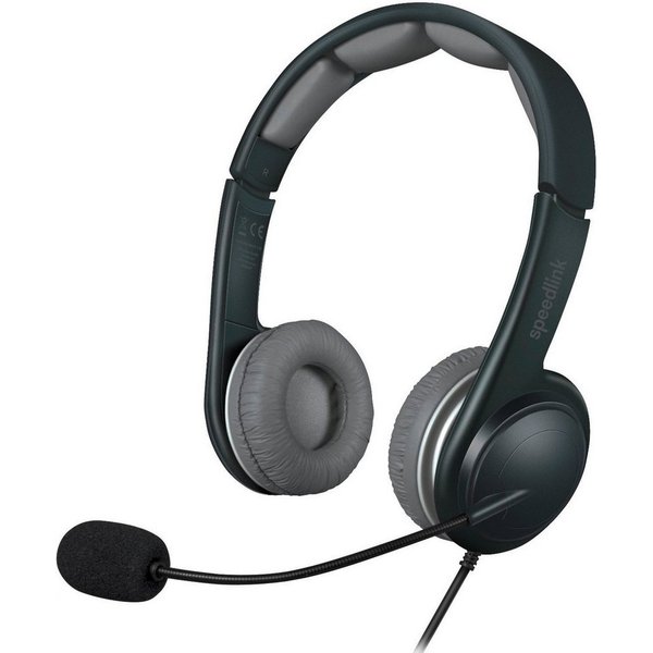 Speedlink SONID USB-Headset Kopfhörer mit Mikrofon Headset (Integrierte Soundkarte, Kabelfernbedienung mit Lautstärkeregeler, Mikrofon-Stummschaltung, Stereo, I