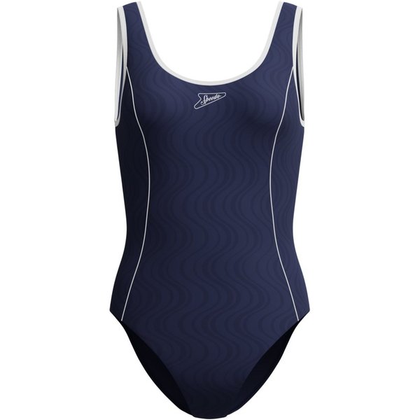 Speedo Badeanzug TEXTURE BOUND SCOOP 1PC NVY/WHT