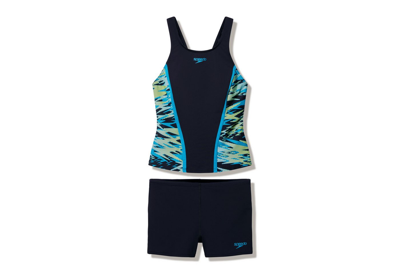 Speedo Tankini HYPERBOOM SPLICE TANKINI SET BLK/GRN mit Vier-Wege-Stretch, chlorbeständig – Bild 4 von 5