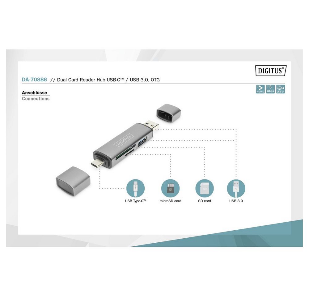 Digitus Speicherkartenleser Digitus DA-70886 Externer Speicherkartenleser / Hub USB-A (USB 3.0) – Bild 5 von 5