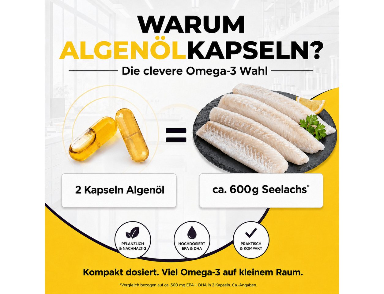 BIOLAVIVA Speiseöl BIOLAVIVA, Omega 3 Algenöl Kapseln - hochdosiert - vegan – Bild 4 von 5