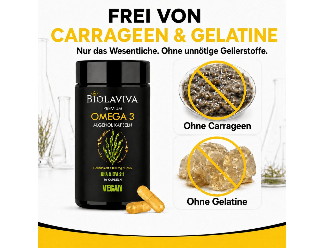 BIOLAVIVA Speiseöl BIOLAVIVA, Omega 3 Algenöl Kapseln - hochdosiert - vegan – Bild 5 von 5
