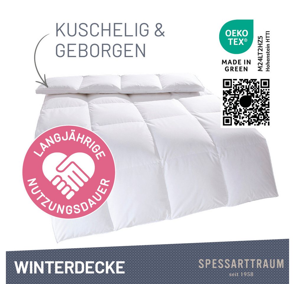 SPESSARTTRAUM Daunenbettdecke Exklusiv, 100% Daunen Bettdecken für Sommer und Winter, Füllung: 100% Daunen, Klasse 1, Downpass zertifiziert, Bezug: 100% Baumwol – Bild 2 von 5