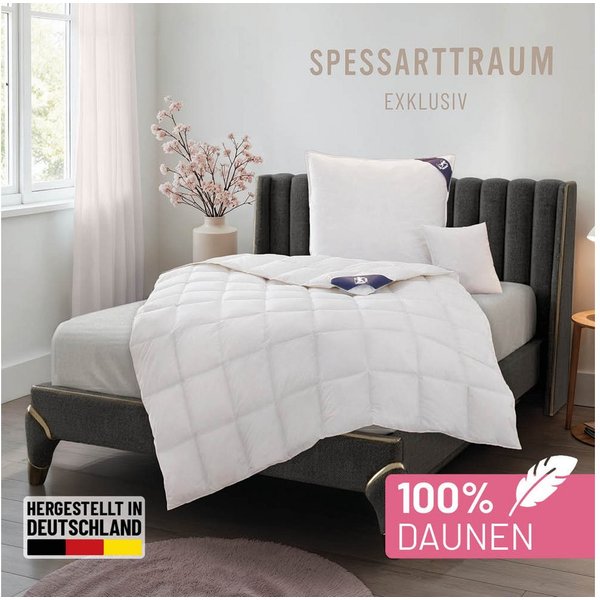 SPESSARTTRAUM Daunenbettdecke Exklusiv, 100% Daunen Bettdecken für Sommer und Winter, Füllung: 100% Daunen, Klasse 1, Downpass zertifiziert, Bezug: 100% Baumwol