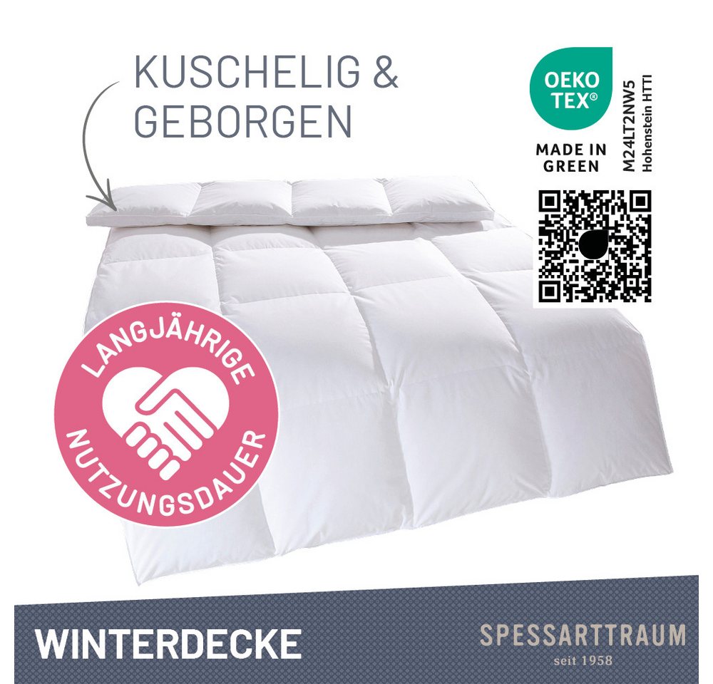 SPESSARTTRAUM Daunenbettdecke First Class, Füllung: 90% Daunen / 10% Federn, Klasse 1, Downpass zertifiziert, Bezug: 100% Baumwolle, Made in Green, Hausstauball – Bild 2 von 5