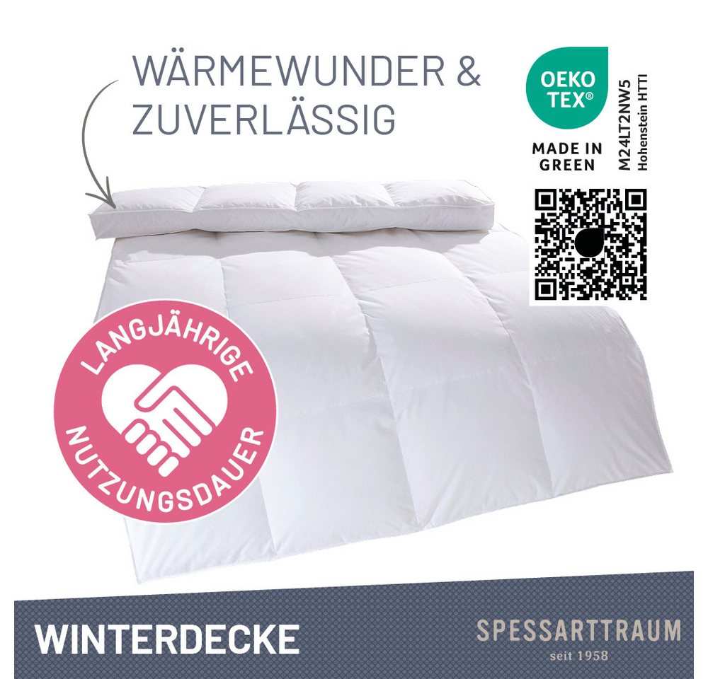 SPESSARTTRAUM Daunenbettdecke First Class, Füllung: 90% Daunen / 10% Federn, Klasse 1, Downpass zertifiziert, Bezug: 100% Baumwolle, Made in Green, Hausstauball – Bild 2 von 5
