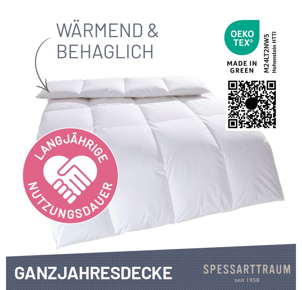 SPESSARTTRAUM Daunenbettdecke First Class, Füllung: 90% Daunen / 10% Federn, Klasse 1, Downpass zertifiziert, Bezug: 100% Baumwolle, Made in Green, Hausstauball – Bild 2 von 5