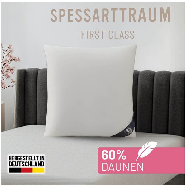 SPESSARTTRAUM Daunenkissen FIRST CLASS, Füllung: 60% Daunen, 40%Federn, Bezug: 100% Baumwolle, hergestellt in Deutschland, allergikerfreundlich