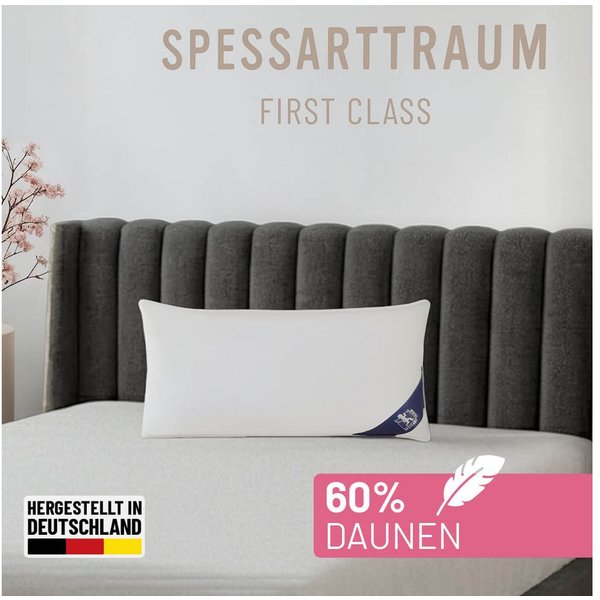 SPESSARTTRAUM Daunenkissen FIRST CLASS, Füllung: 60% Daunen, 40%Federn, Bezug: 100% Baumwolle, hergestellt in Deutschland, allergikerfreundlich