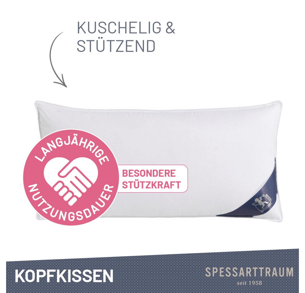 SPESSARTTRAUM Daunenkissen FIRST CLASS, Füllung: 60% Daunen, 40%Federn, Bezug: 100% Baumwolle, hergestellt in Deutschland, allergikerfreundlich – Bild 2 von 5