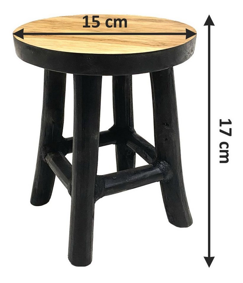 Spetebo Blumenhocker Teak Blumenhocker - schwarz / Ø 15 cm (Packung, 1 St., Massivholz), Holz Pflanzen Ständer mit 4 Füßen – Bild 2 von 2