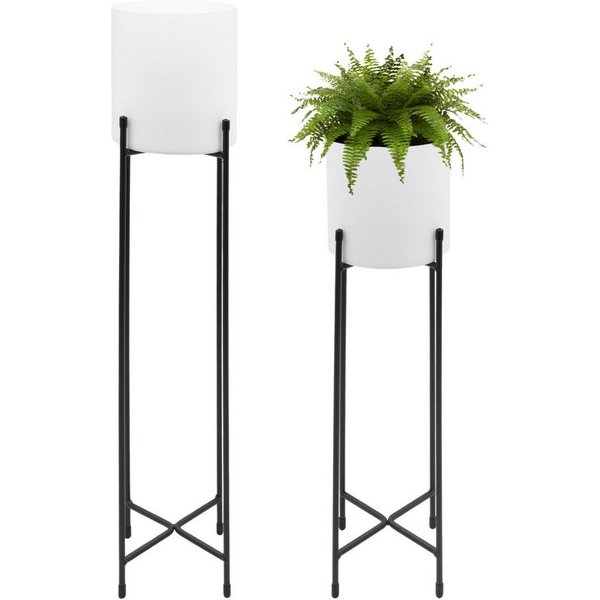 Spetebo Blumenständer Blumentopfgestell inkl. Töpfe weiß