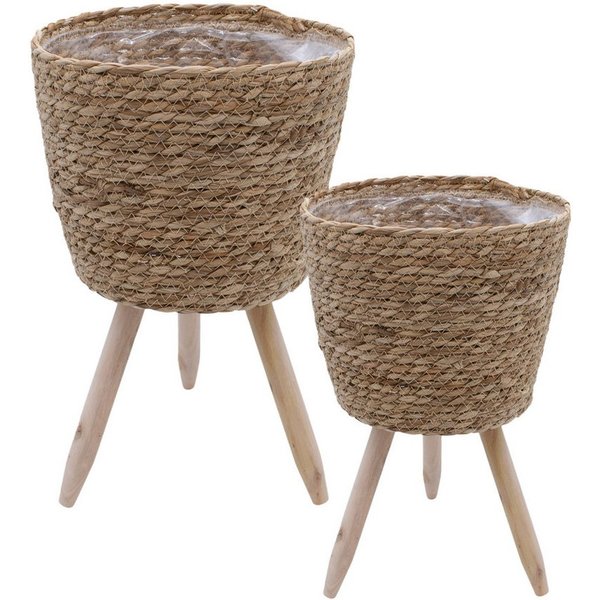 Spetebo Blumentopf 2er Set Weide Pflanztopf (2er, 2 St., Set), ca. 40 x 26 cm und 35 x 23 cm von Innen mit Folie ausgekleidet