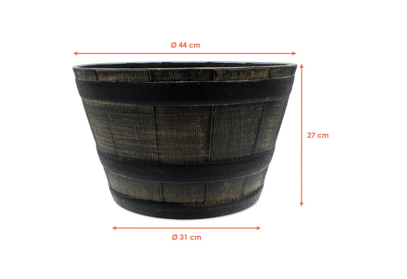 Spetebo Blumentopf oder Wasserkübel aus Kunststoff in Eichenfass Optik (Anazhl, 1 St., Stück), in rustikalem Used Look – Bild 2 von 5