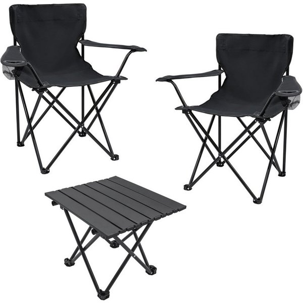 Spetebo Campingstuhl Camping Sitzgruppe 3-teilig mit Aluminium Klapptisch und Tragetasche (Set, 1 St), Garten Tischgruppe mit 2 Campingstühlen bis 100kg