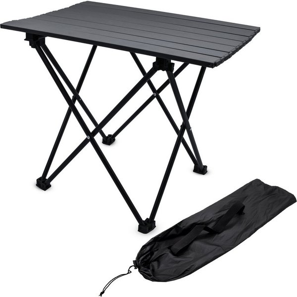 Spetebo Campingtisch Klapptisch schwarz mit Tragetasche - mit einrollbarer Tischplatte (Anzahl, 1-St., Stück), platzsparend verstaubar
