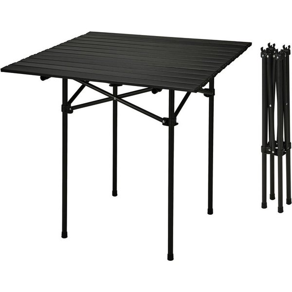 Spetebo Campingtisch Klapptisch schwarz mit Tragetasche - mit einrollbarer Tischplatte (Anzahl, 1-St., Stück), platzsparend verstaubar