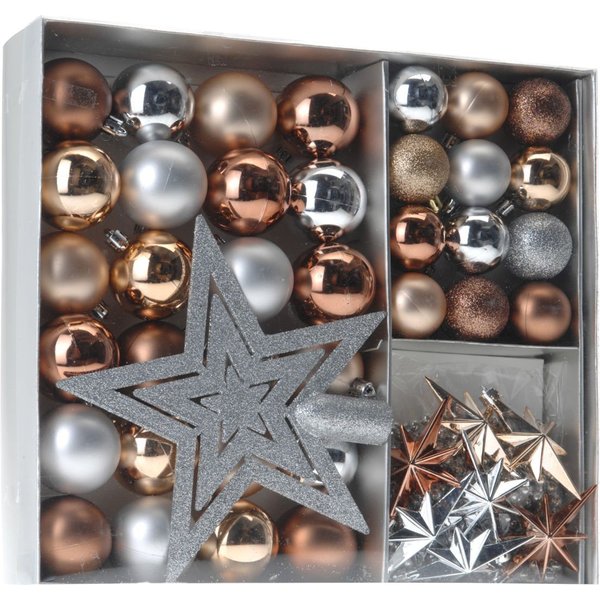 Spetebo Christbaumschmuck Christbaumschmuck 45 Teile Set - kupfer / silber (45-tlg), Shatterproof Deko Weihnachtskugeln bruchsicher - Christbaumschmuck
