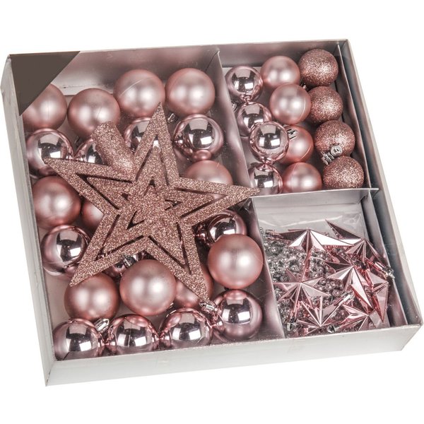 Spetebo Christbaumschmuck Christbaumschmuck 45 Teile Set - rosa (45-tlg), Shatterproof Deko Weihnachtskugeln bruchsicher - Christbaumschmuck