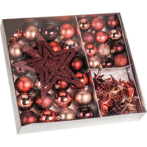 Spetebo Christbaumschmuck Christbaumschmuck 45 Teile Set - rot (45-tlg), Shatterproof Deko Weihnachtskugeln bruchsicher - Christbaumschmuck