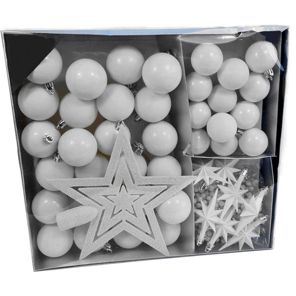 Spetebo Christbaumschmuck Christbaumschmuck 45 Teile Set - weiß (45-tlg), Shatterproof Deko Weihnachtskugeln bruchsicher - Christbaumschmuck