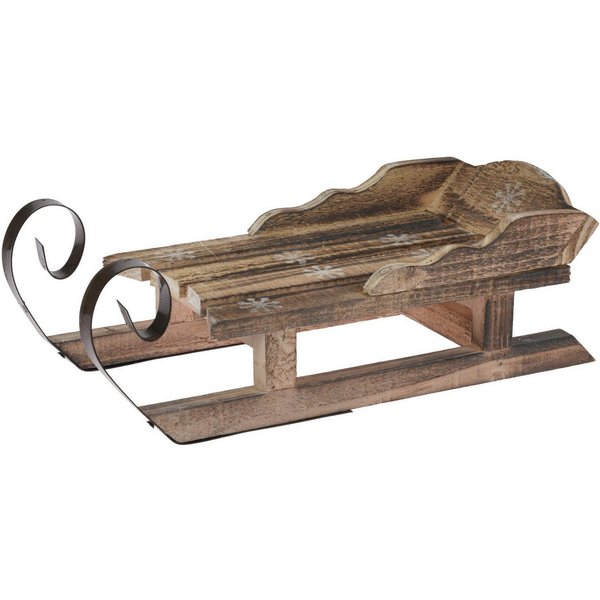 Spetebo Dekoobjekt Holz Schlitten m. Metallkufen - 47 cm / groß (Stück, 1 St., Holz Deko Schlitten), Weihnachten Tisch Deko shabby