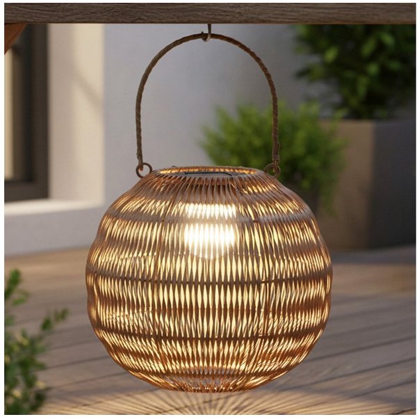 Spetebo Dekoobjekt LED Solar Kugel in Flechtoptik (27 cm, 1 St., warm weiß), Garten Kugelleuchte zum Hängen