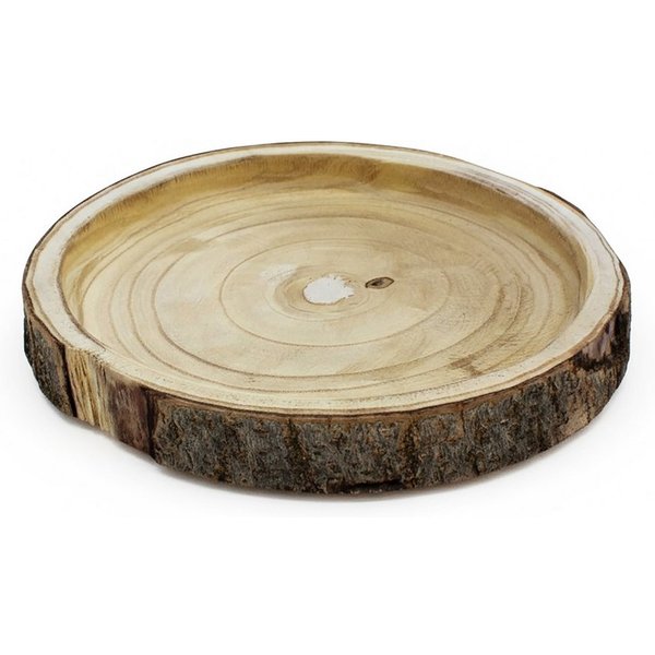 Spetebo Dekotablett Echtholz Baumscheibe mit gefräster Vertiefung - 28-30 cm (Anzahl, 1 St., Stück), ideal für Dekorationen